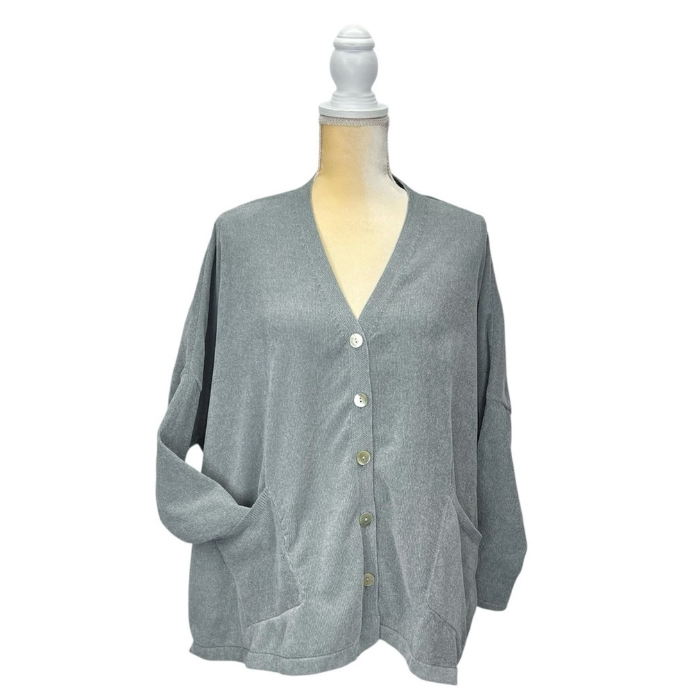 NEW Barefoot Dreams Button Front Cardigan Sweater Size XL Gray Green Cozy New